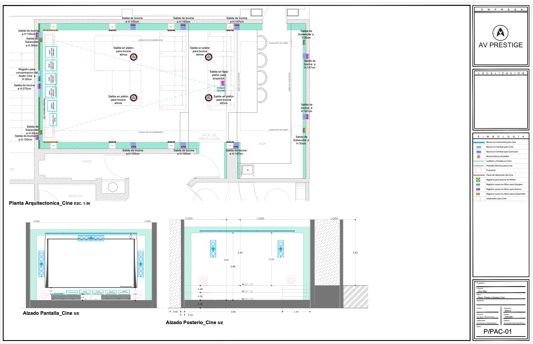 Planos de ingeniería del cine — AV Prestige